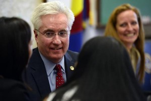 John Morse speaks with fellow senators Irene Aguilar and Angela Giron after being elected Senate President in this November 2012 file photo. (AAron Ontiveroz, The Denver Post file)